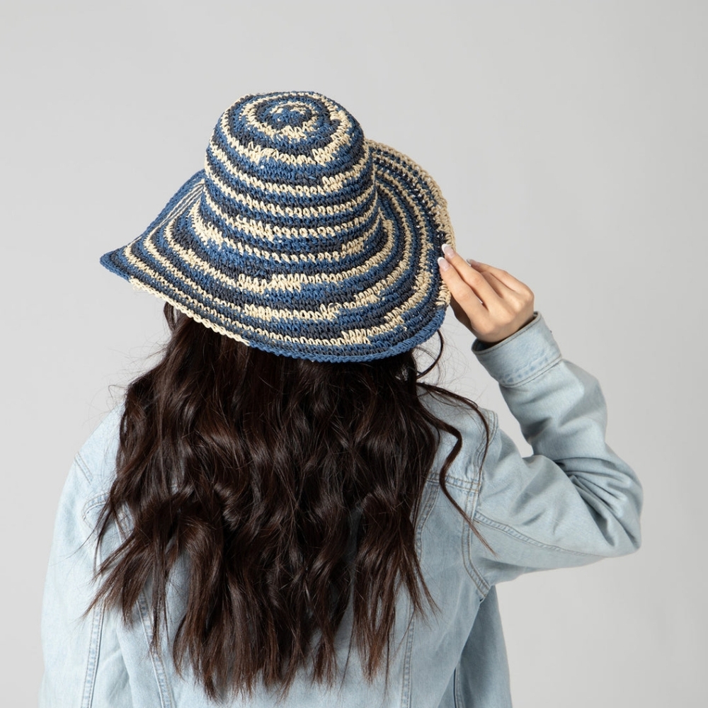 Free People San Diego Hat Space Dye Crochet Sun‎ Hat Blue